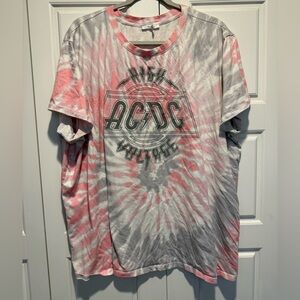 Maurices AC/DC High Voltage Tie-Dye Tee - Pink & Gray - 3X